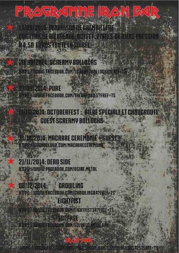 MacabreC's tweet image. La prochaine date est à l' Iron Bar le 31 Octobre. 
facebook.com/29531725385089…