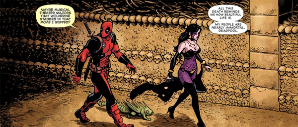 파리의 지하납골당 탐방 쉬클라- "이 얼마나 아름다운 곳인지! 얘네 다 뭐하던 사람들이었을까?" 데드풀- "울버린이 클로로 찔러 죽인 뮤지컬전공자...