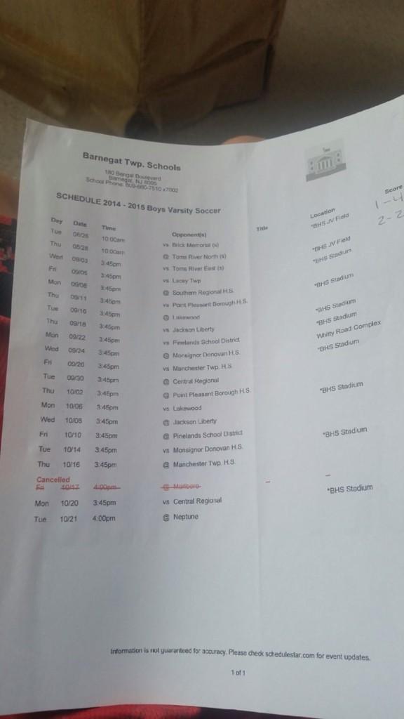 14/15 schedule ! First game this Friday !
