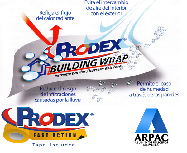 ARPAC_PRODEX's tweet photo. PRODEX BUILDING WRAP, AISLANTE REFLECTIVO PARA CONSTRUCCIONES LIGERAS. #PRODEX #ARPAC @CLMComerc http://t.co/P0hMHcGGUk