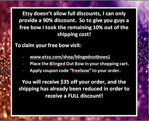 BlingedOutBows's tweet photo. Get your free bow soon!  Coupon code expires 8/8/2014 http://t.co/QgQBXYBejX