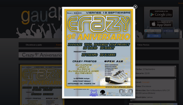 gauapp's tweet photo. 9º Aniversario @CRAZY_NONLEMOA el 12 de septiembre y SORTEAMOS 2 ENTRADAS esta semana! RT y síguenos! Primer fiestón! http://t.co/vKxgiopoxV