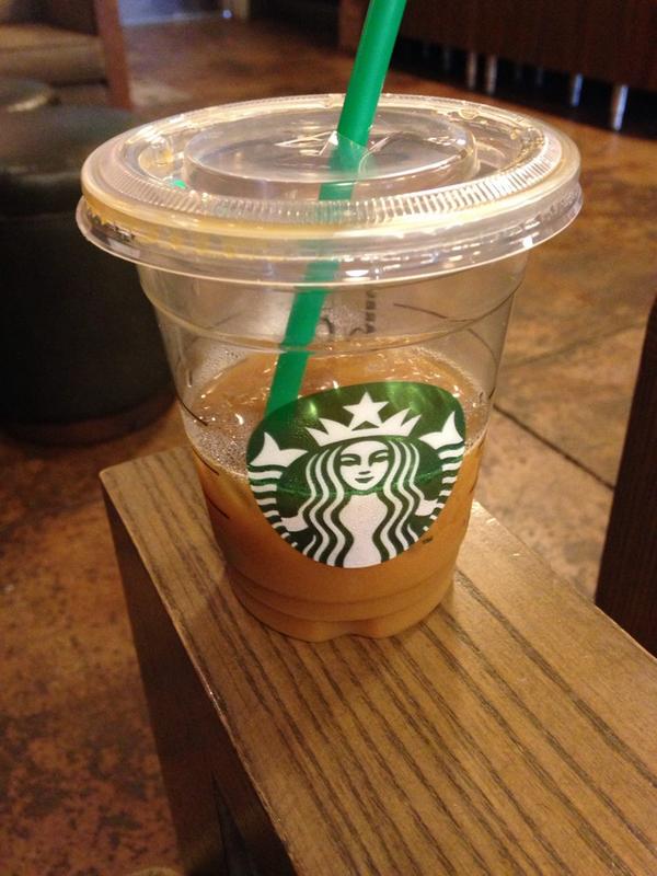 First time having an iced coffee, tastes good!  Now ready to bike back home, uphill!  #starbucks