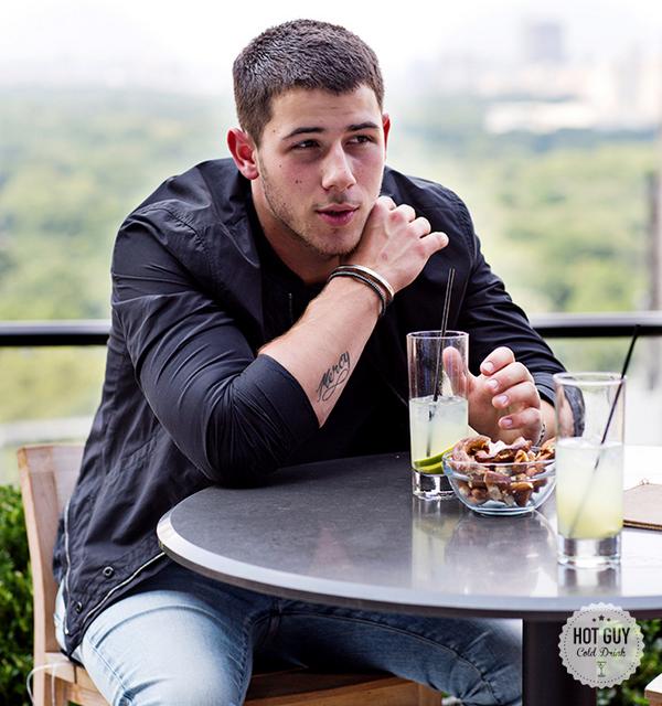 ELLEmagazine's tweet photo. Sexual innuendo and signature cocktails with @NickJonas http://t.co/3LsX5H6C12 #HGCD http://t.co/vT2bmZTgog