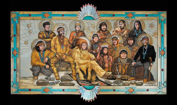 Fatherskymother's tweet photo. " First Native American Last Supper " call " In The Beginning. located in Chimayo N.M. Sandpainting 7'by17'. http://t.co/4fwK3ZsGDD