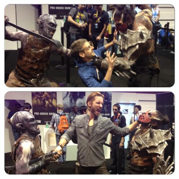shadowofwargame's tweet photo. Play #ShadowofMordor your way.  Thanks @ccantamessa &amp; @TroyBakerVA. RT for a chance to win a #PAX2014 tshirt. http://t.co/vENSyh75Dy