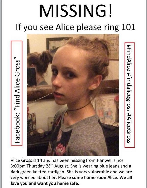 CharissaValenti's tweet image. @alandavies1 Would you help #FindAlice with a rt please? 14 years old and missing since Thurs 28/8 #Hanwell #Kew http://t.co/wt2AHFbOyu"