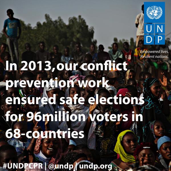UNDP's tweet photo. In #UNDPCPR report, ensuring safety at elections bring voters to the polls: http://t.co/jXTYAneBdF #EmpowerTuesday http://t.co/N37aW6tY5k