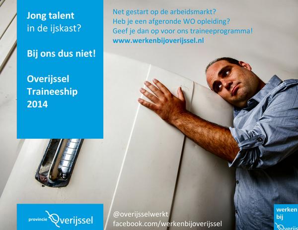 ProvOverijssel's tweet image. Jong talent in de ijskast? Bij ons dus niet! Geef je dan op voor ons nieuwe traineeprogramma bit.ly/1qvAi3j