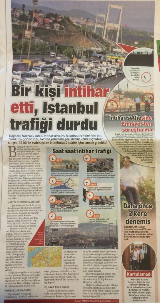 Tam sayfa intihar haberi yapmışlar, koca sayfada tek bir satır vicdan yok...