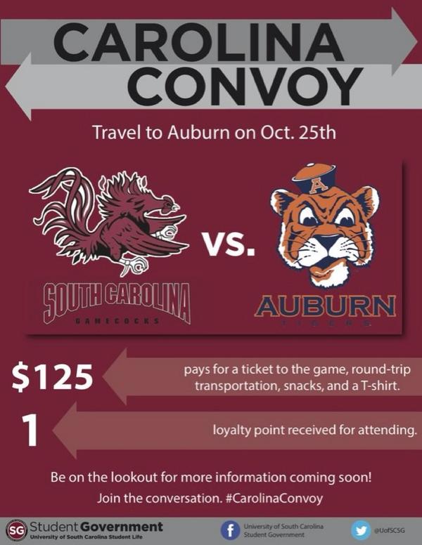 courtconnects's tweet photo. Today's the day! Away game REQUESTS and #CarolinaConvoy tickets go on sale for students at 10am TODAY. #Gamecocks http://t.co/xmo7dGQR0u