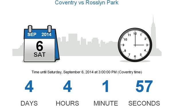 The countdown has begun! <a href="/CoventryRugby/">Coventry Rugby</a> vs <a href="/rosslynpark/">Rosslyn Park</a> this Saturday. See you all there!