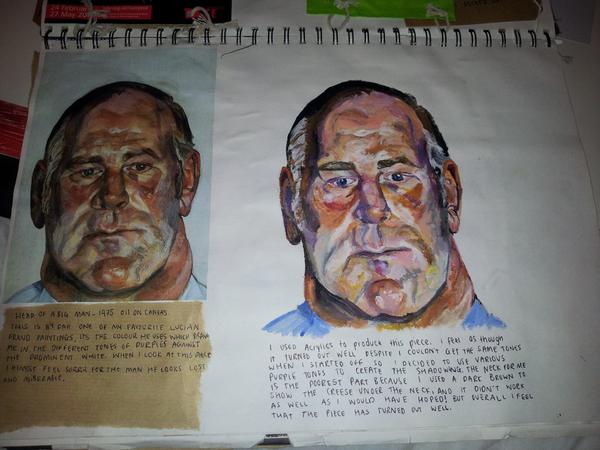 Amy_Peters1993's tweet photo. Some very old artwork .. Lucian Freud "head of the big man" http://t.co/DzHKkFjPdo