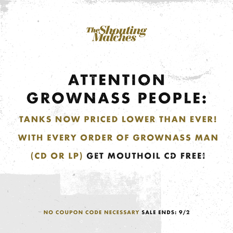shoutingmatches's tweet photo. Last day - get #FREE ‘Mouthoil’ CD w/ #GrownassMan CD/LP. #SALE ends TODAY. http://t.co/mWht3OwVdY @AmbientInks http://t.co/0maTvAM8mH
