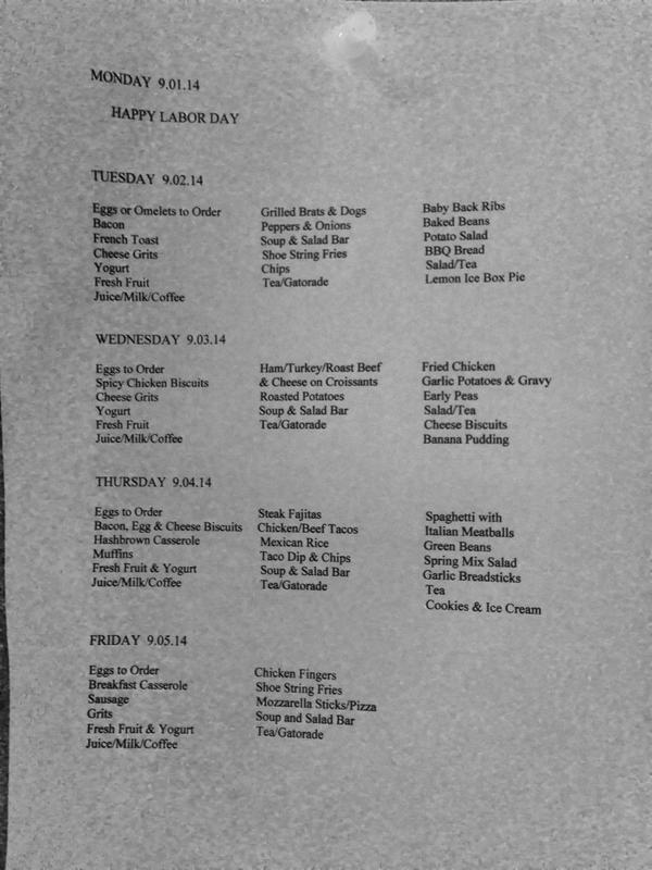 Menu Labor Day Week