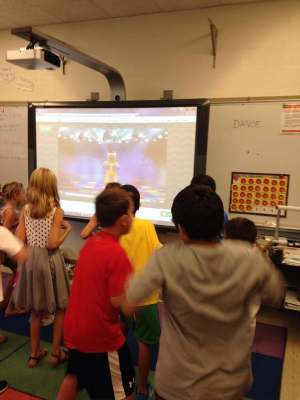 My class earned Go Noodle!  Trying out the Funky Chicken@collinswj
