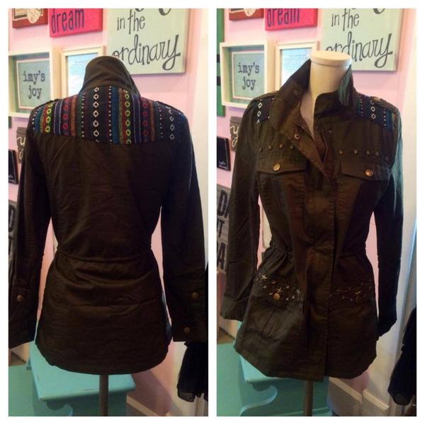 RuffledFashion's tweet photo. Flattering &amp; Fun, this Army Jacket is a must have for #Fall! Get yours at Best of What's Around in #Fishers! #Indy http://t.co/olYwDJme0K