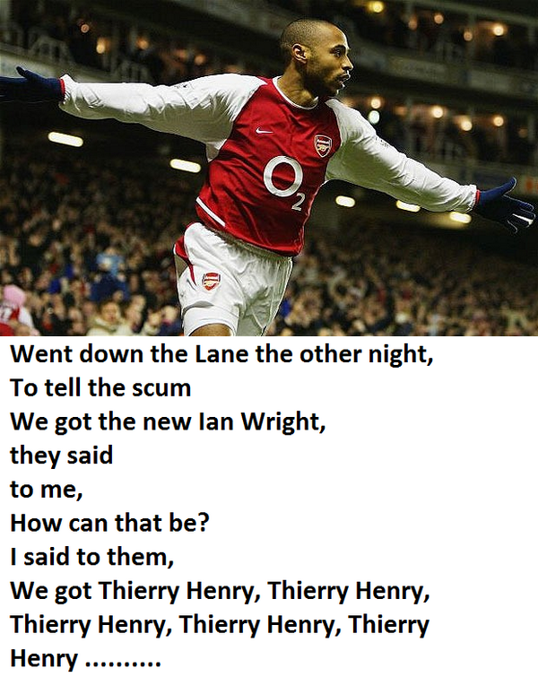 FootyFansChants's tweet photo. Arsenal fans on Thierry Henry.... http://t.co/9Xc0hiJQR5