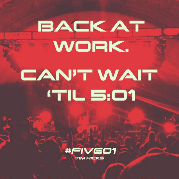 timhicksmusic's tweet photo. RT if you saw @timhicksmusic this weekend! Back at work &amp; can't wait til 5:01 https://t.co/cMXIIpVEHo #five01 http://t.co/1v9nl16FOn