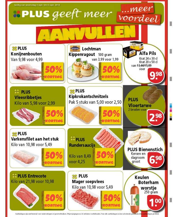 Extra aanvullen vanaf woensdag 3 september t/m zaterdag 6 september