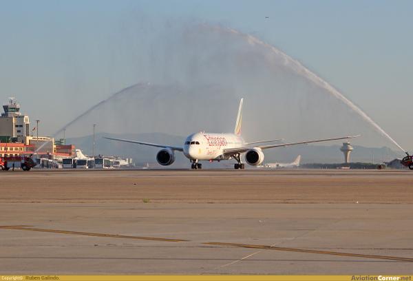 HOY aterrizaba en MADRID el vuelo inaugural de <a href="/flyethiopian/">Ethiopian Airlines</a> procedente de ADDIS ABEBA via Roma. Foto - Rubén Galindo