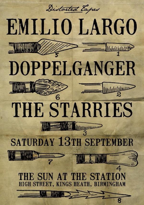Distorted Tapes (@distortedtapes) on Twitter photo Next show at @sunatthestation with <a href="/EmilioLargoBand/">Emilio Largo</a>, <a href="/DoppelgangBand/">Doppelgänger</a> and @thestarries - back in the game folks! Next show at @sunatthestation with <a href="/EmilioLargoBand/">Emilio Largo</a>, <a href="/DoppelgangBand/">Doppelgänger</a> and @thestarries - back in the game folks!