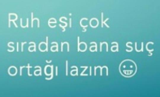Ruh eşi çok siradan bana suç ortağı lazim..