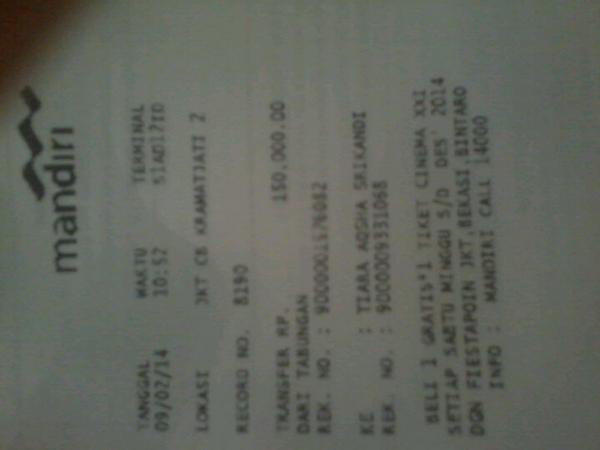 @memethachai ni ya sis buktinya atas nama TIARA AQSHA SRIKANDI :)