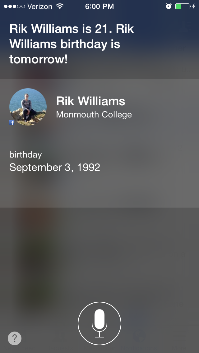 I asked Siri how old Serena Williams is but it told me this...Happy early birthday Rik! 