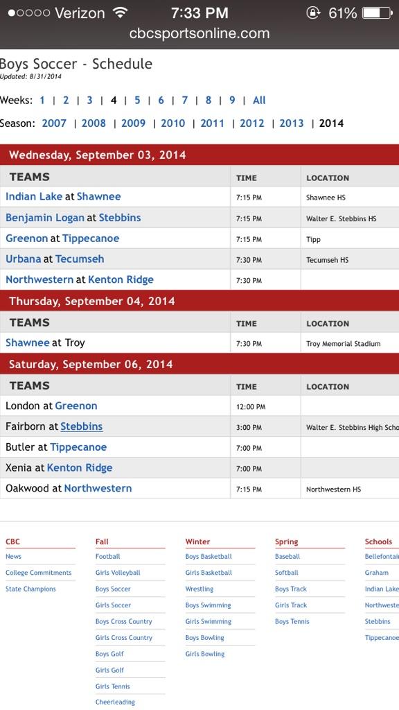 OfficialCBCpage's tweet photo. Boys soccer schedule this week! http://t.co/ACdbc4FRVC