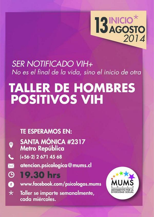 MUMS_Chile's tweet photo. Este miércoles a partir de las 19:30 hrs. en MUMS continúa el Taller de Hombres Positivos VIH http://t.co/VkClv8BZgn