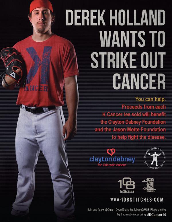 MLBPlayersInc's tweet photo. . @Rangers @Dutch_Oven45 supports @claytondabney Fndtn for Kids w/ Cancer. #KCancer14 #StrikeoutCancerDay http://t.co/BiUYkJW1r7