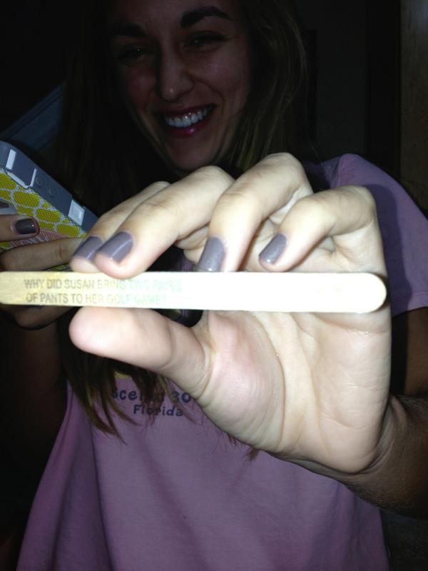 sydneyeakin's tweet photo. Although I cannot make out that joke on @ChelbsHudgs popsicle stick, I know nose laughing occurred bc thats how we do http://t.co/T2GO31EZ6f