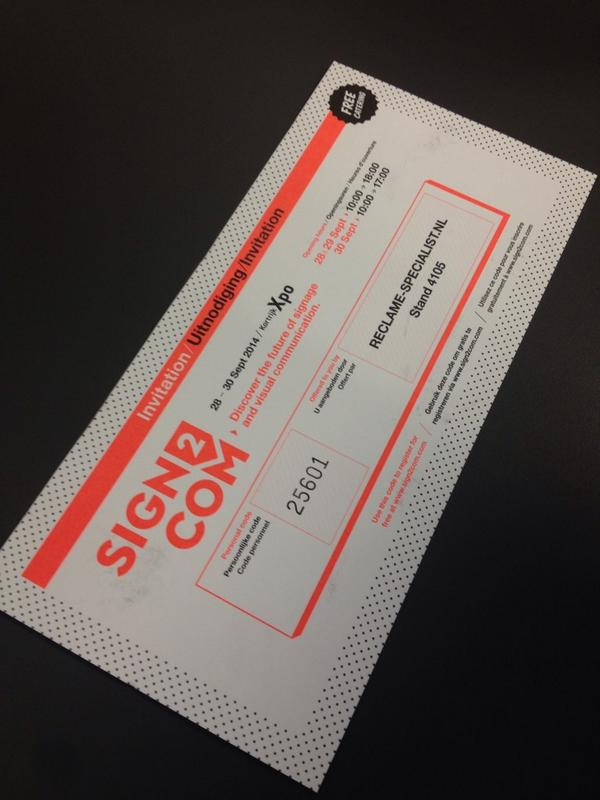 Gratis toegangskaarten voor @Sign2Com2014 in Kortrijk zijn beschikbaar. 28-30 sept 2014. Tweet of mail voor meer info