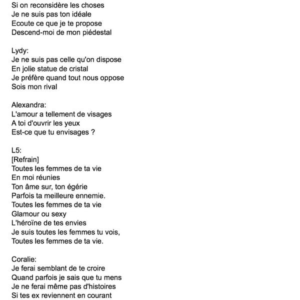 toutes les femmes de ta vie paroles toutes les femmes de ta vie paroles