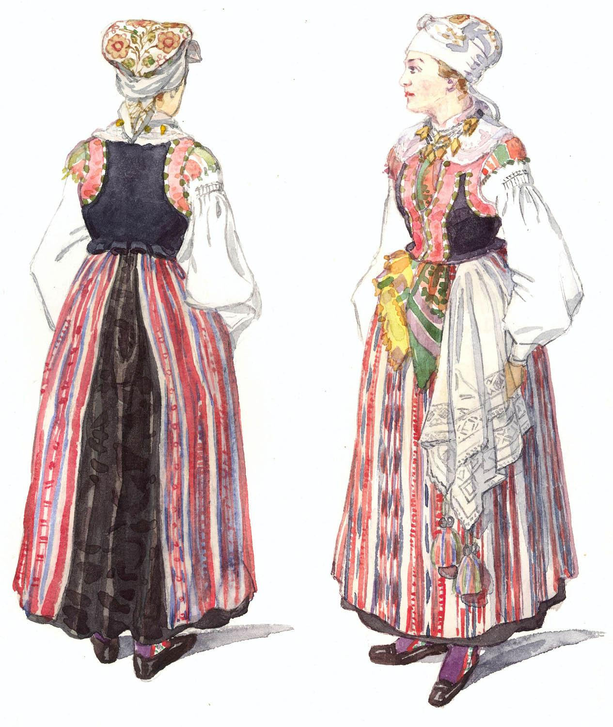 油彩画　民族衣装の女の子 01524368275cf01493cc267c100d03