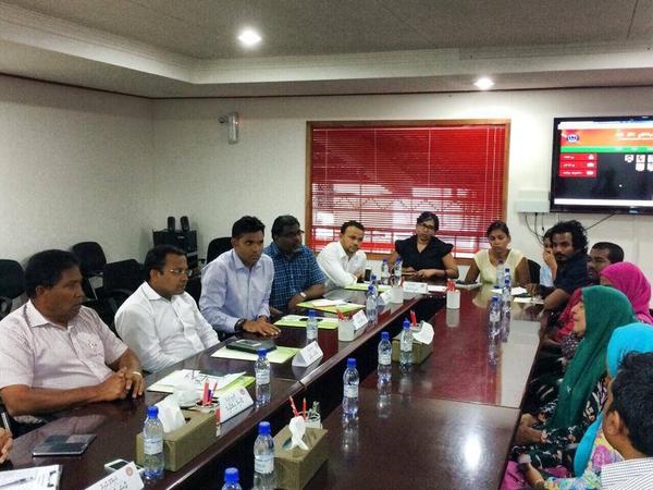 qasimibrahim's tweet photo. @jumhooree party PG meets family of missing Journalist Ahmed Rilwan Abdulla. #FindMoyameehaa http://t.co/nEXJrynzr7