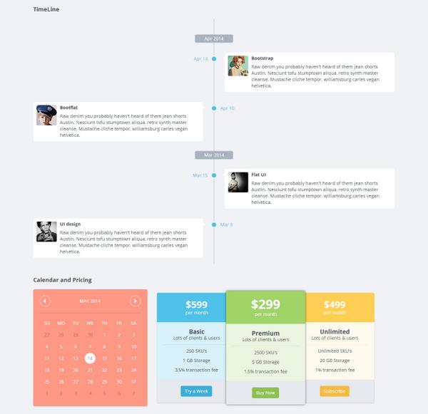 Bootflat upgrade to version 2.0.4, add widgets: TimeLine, Calendar,  Pricing.
bootflat.github.io/documentation.…
