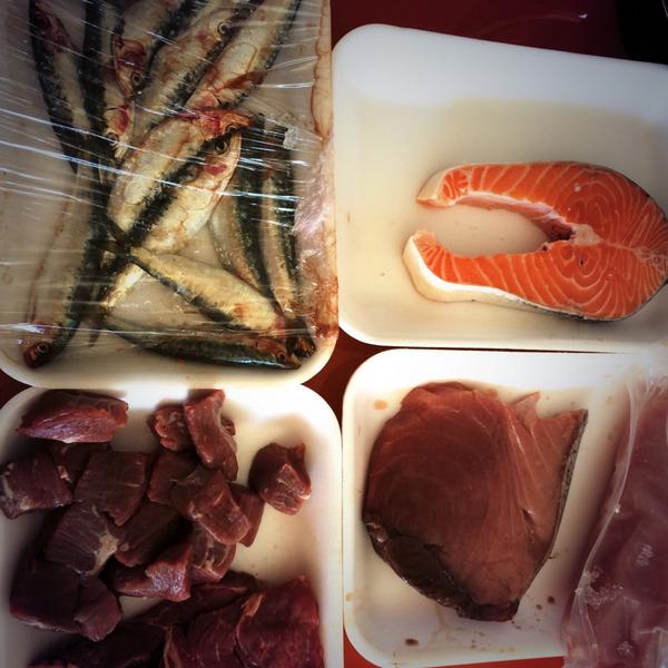 annacalzada's tweet photo. Primera cesta ecológica de @Frescum recibida y estupenda. Verduras, frutas, carne y pescado. Ahora... a comer! http://t.co/6EhgKdA7qy