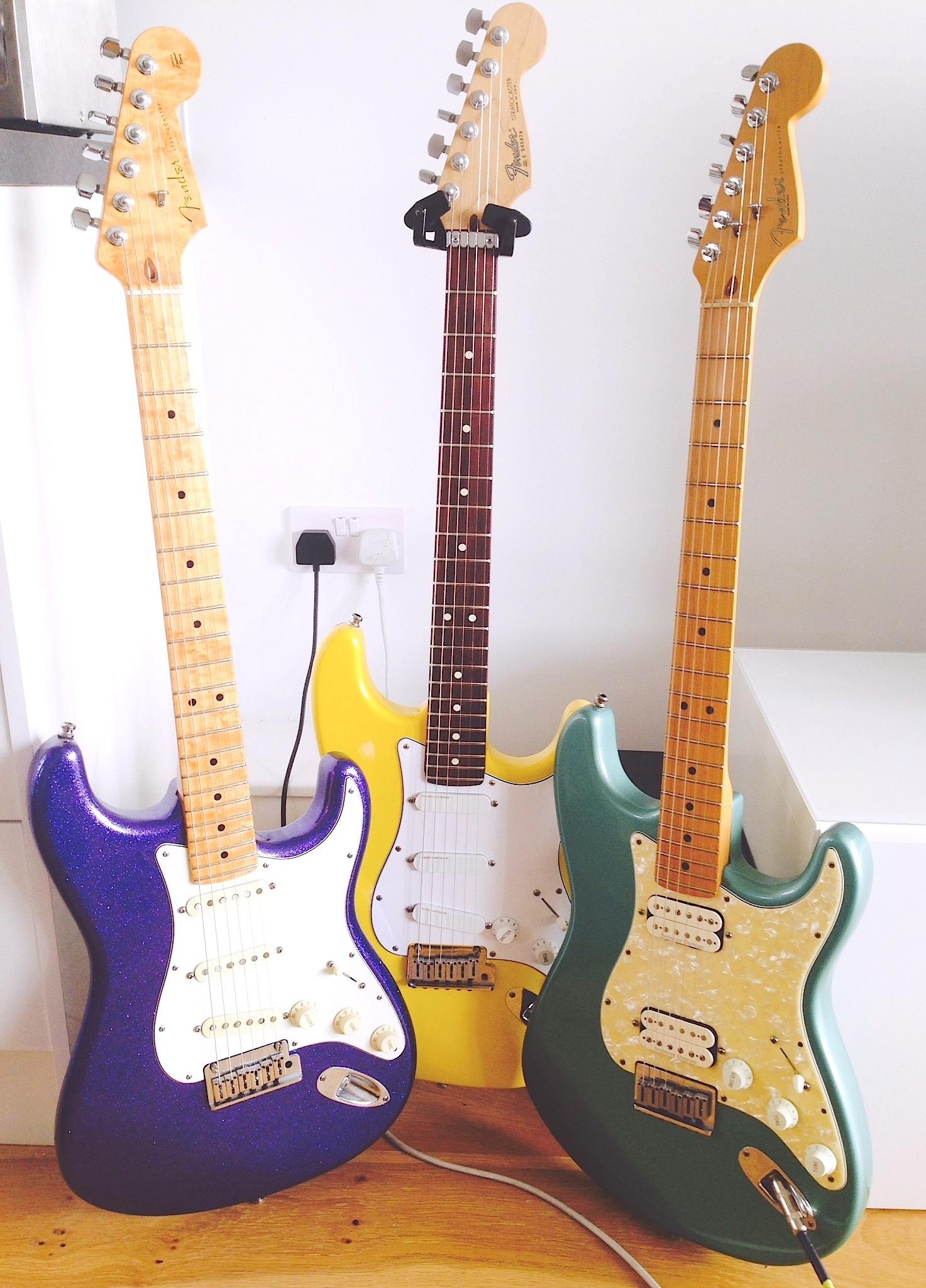 Writing licks with my strats for Metal Heroes. Happy Birthday Ted/Keanu Reeves! 