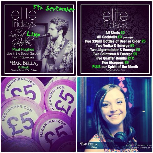 HagansBar's tweet photo. This #EliteFriday The brilliant @PaulHughes32 + @KaylsMagee Live! Birthdays, Academy prizegiving party, gonna be huge http://t.co/I3MYl6DZ9o
