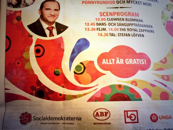 Programblad från Sossarna Botkyrka. Påminner starkt om deras politik #alltärgratis #allttillalla #svpol
