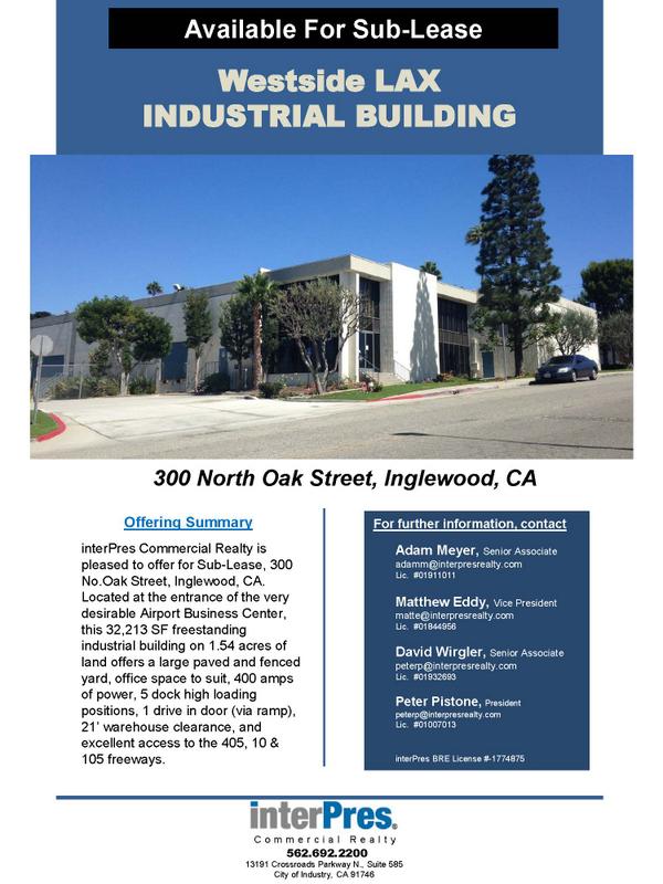 interPres_'s tweet image. 300 N Oak St Available for Sublease
 32,213 SF
 Office Space to suit
Call us for a tour! (562) 692-2200