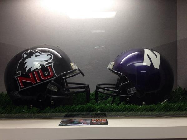 NIUAthletics's tweet photo. Focus for @NIU_Football is squarely on @NU_Sports #CatsnDogs http://t.co/BCVyDgXJER