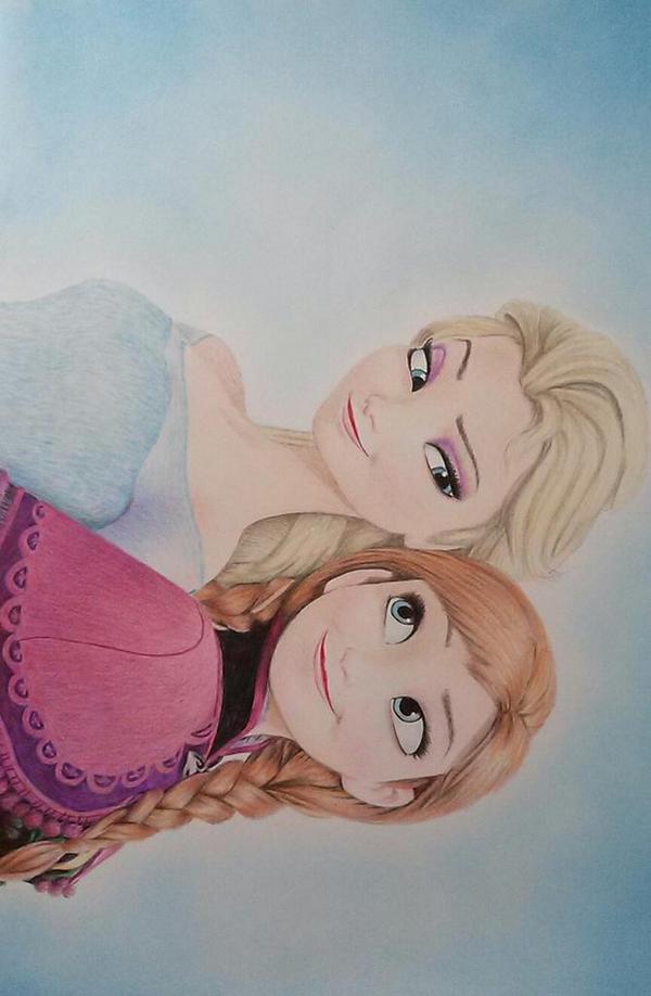 色鉛筆イラスト画像 V Twitter アナと雪の女王 エルサとアナ T Co K34owndvh6