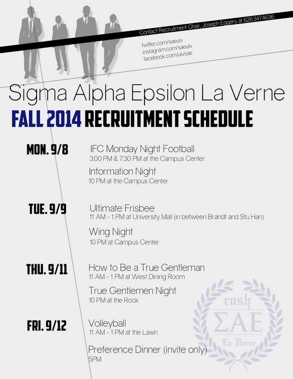 #Fall2014 Recruitment Schedule is out! Bros pls RT.