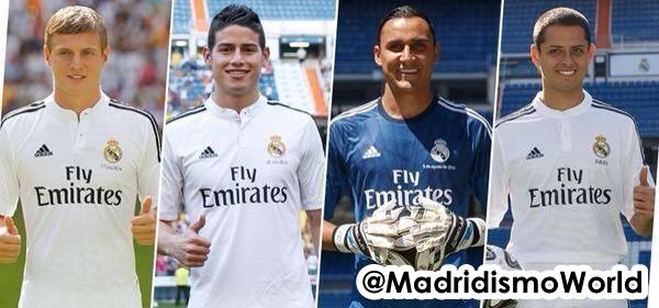 RMCFdeporvida's tweet photo. Toni Kroos, James Rodríguez, Keylor Navas y Chicharito Hernández. Los 4 fichaje del Real Madrid de esta temporada. http://t.co/su4wYUIbTR