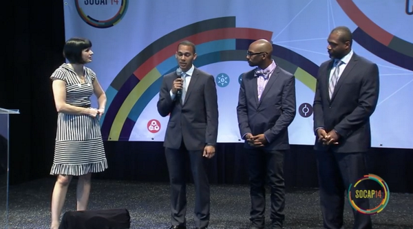 MissJennShaw's tweet image. Honored to know these guys! @CossAthletics @_lasyah &amp;amp; @TechwayNY talking about #transformation at #SOCAP14