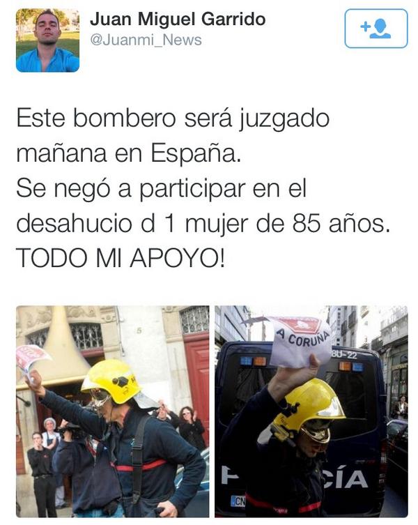 Colmenero's tweet photo. Me lo acaban de pasar por WhatsApp... Increíble. Todo el apoyo al bombero. http://t.co/Cko3XrRvLU