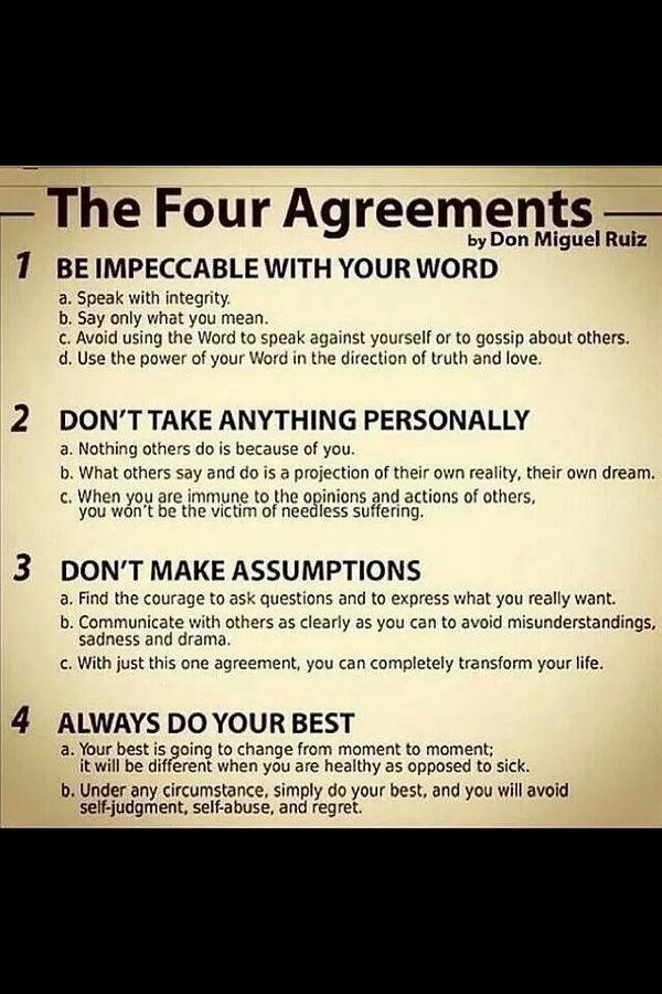 TBMcIntyre's tweet photo. The Four Agreements #PersonalGrowth http://t.co/WgcGZEnlon